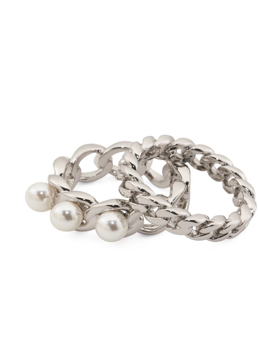 AllSaints Chain Link Rings with FauxPearl Accents Set